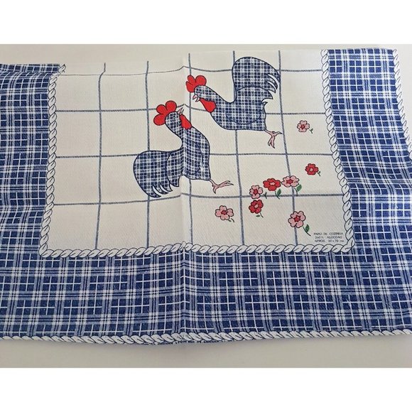 Portugal Colorful Tea Towel Kitchen Rooster 100% Cotton Birds Flowers Souvenir - Picture 2 of 9